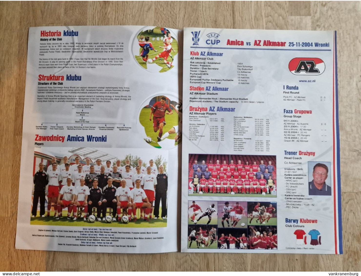 Programme Amica Wronki - AZ Alkmaar - 25.11.2004 - UEFA Cup - Football Soccer Fussball Calcio - Programm - Libros