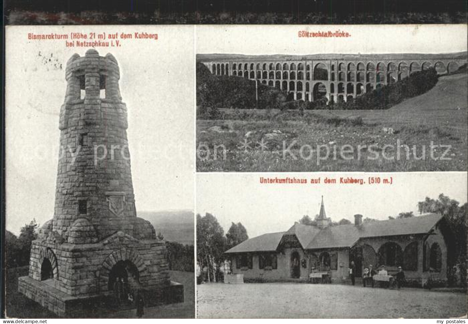 42266787 Mylau Goeltzschtalbruecke Bismarckturm Kuhberg Unterkunftshaus Mylau - Mylau