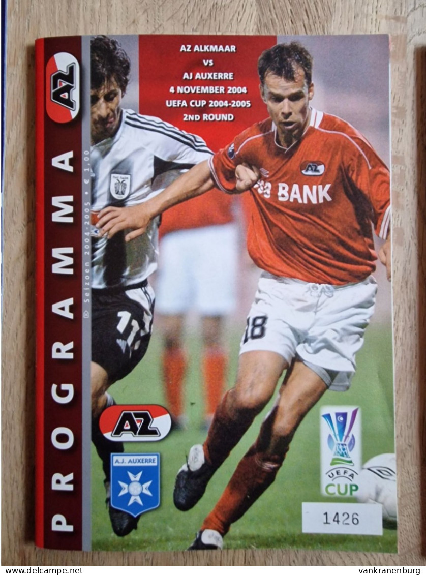 Programme AZ Alkmaar - AJ Auxerre - 4.11.2004 - UEFA Cup - Football Soccer Fussball Calcio - Programm - Boeken