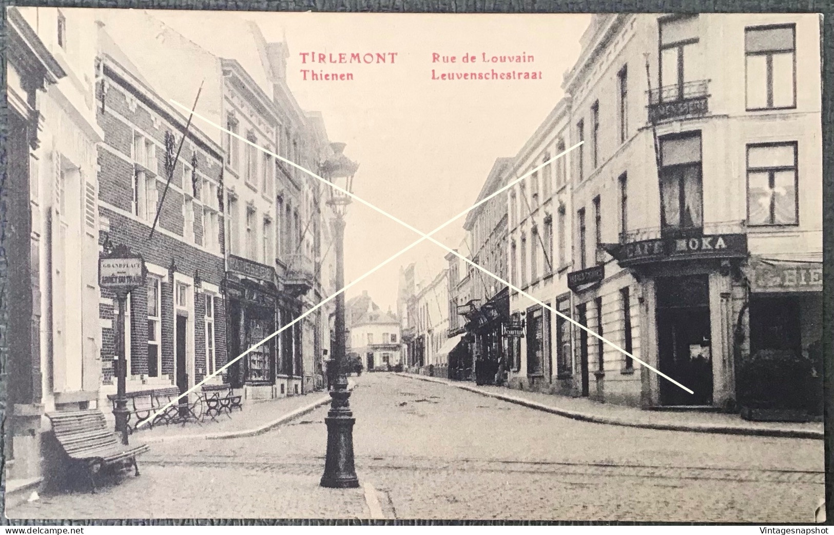 TIRLEMONT TIENEN THIENEN Rue De Louvain Leuvenschestraat Café Moka Arrêt Du Tram CP PK Vers 1910-1920 - Tienen