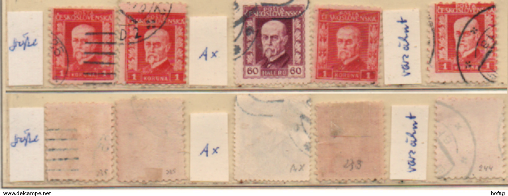 Tschechoslowakei 1925 Masaryk 5 Marken Siehe Bild Gestempelt Czechoslovakia Used - Usados
