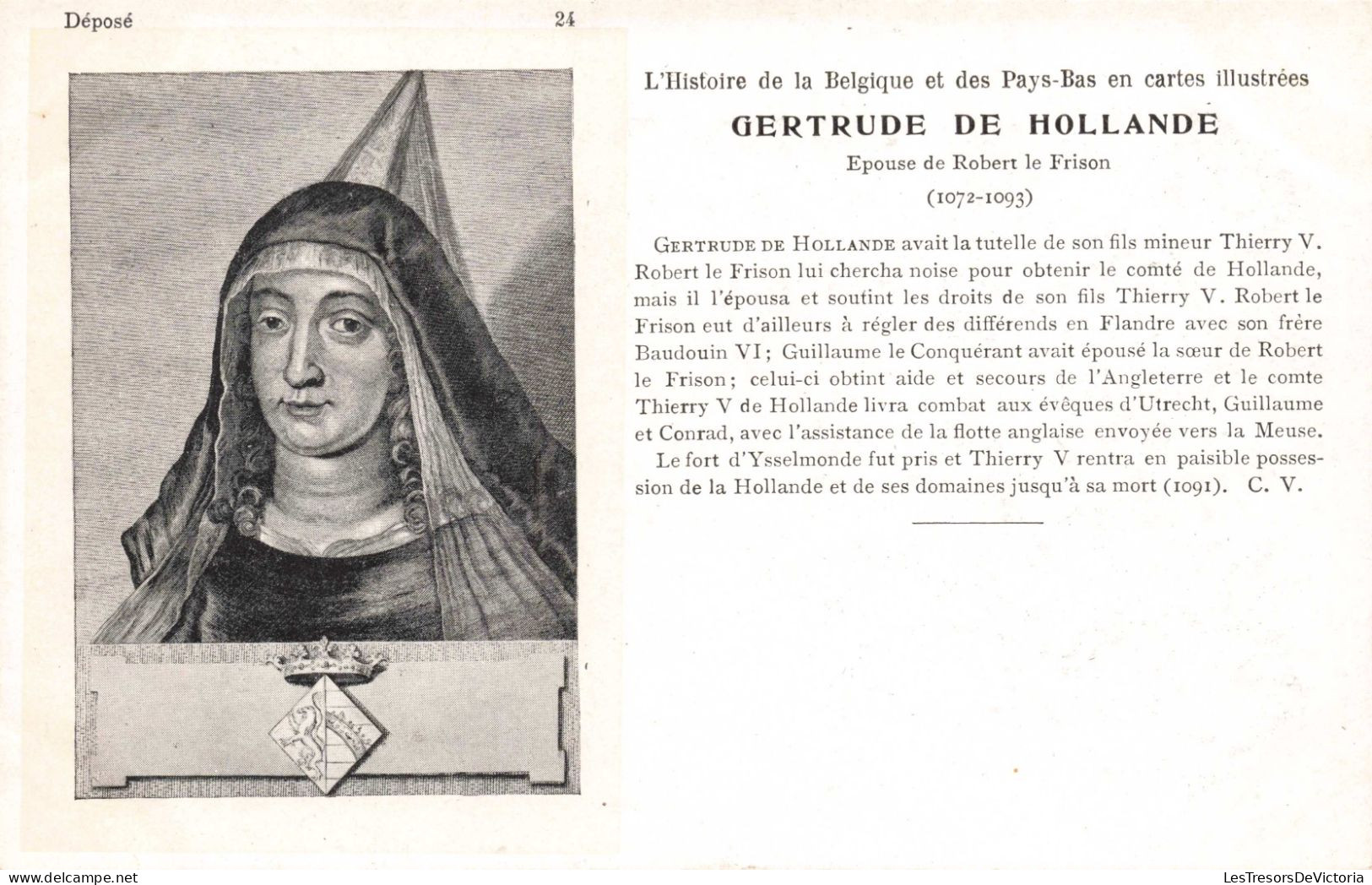 CELEBRITES - Personnages Historiques - Gertrude De Hollande - Epouse De Robert Le Frison - Carte Postale Ancienne - Politische Und Militärische Männer