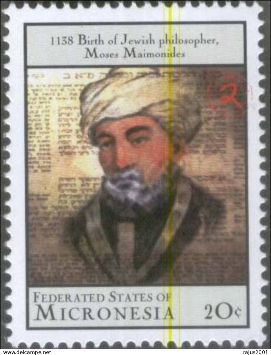 Moses Maimonides, Jewish Physician, Personal Doctor Of Saladin, Mathematician, Astronomer, Judaica MNH Micronesia - Judaika, Judentum