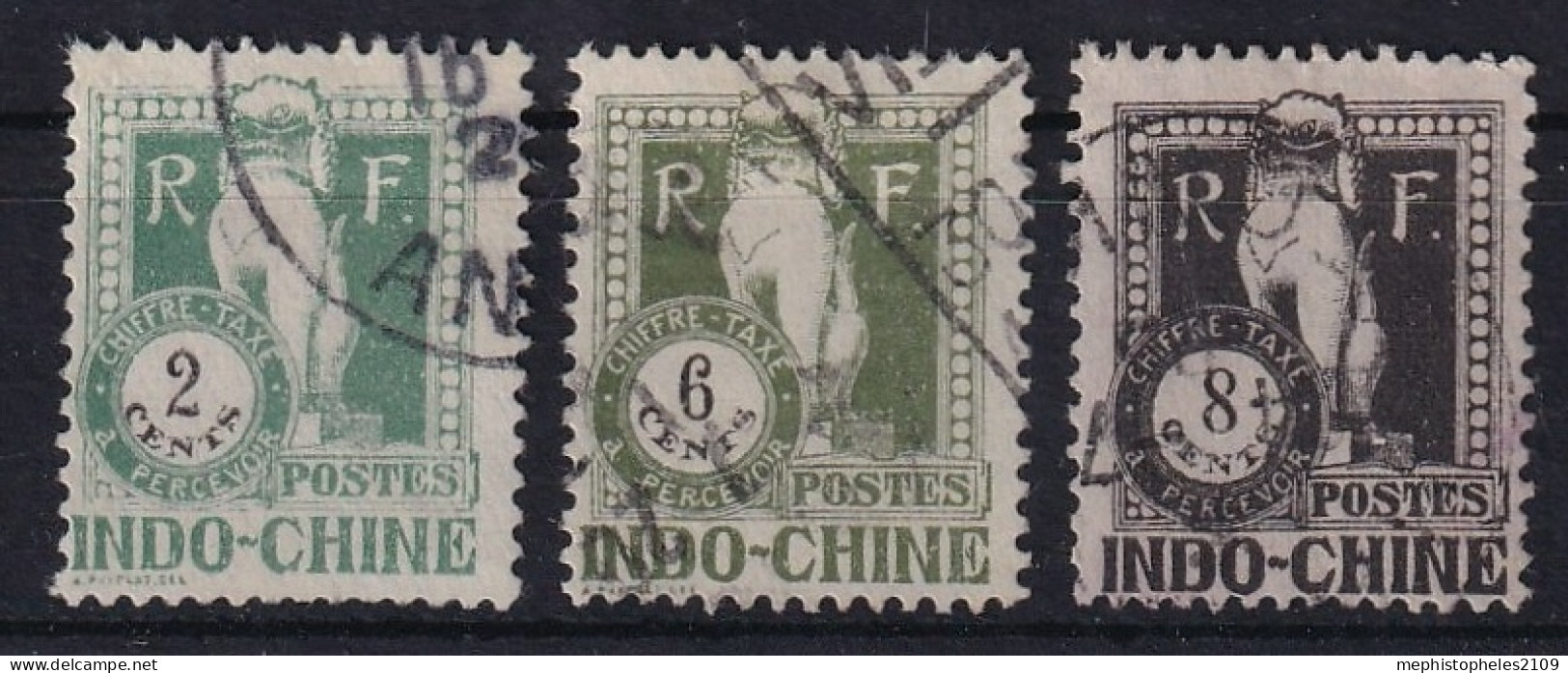 INDOCHINE 1922 - Canceled - YT 34, 37, 38 - Chiffre Taxe - Timbres-taxe
