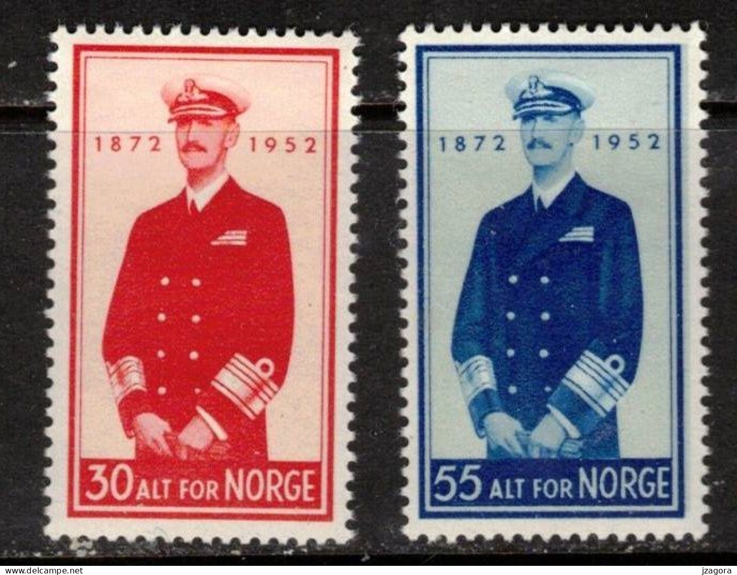KING ROI KÖNIG HAAKON VII 80 YEARS NORWAY NORGE NORWEGEN NORVÈGE 1952 Mi  376 377 MH(*) - Ongebruikt