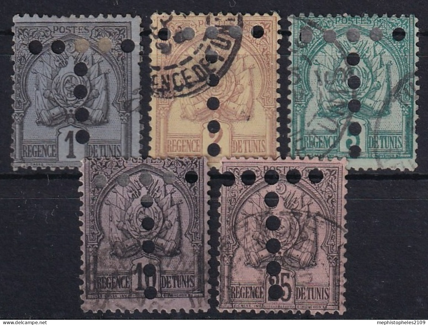 TUNISIE 1888/98 - Canceled - YT 9-12, 16 - Taxe - Strafport