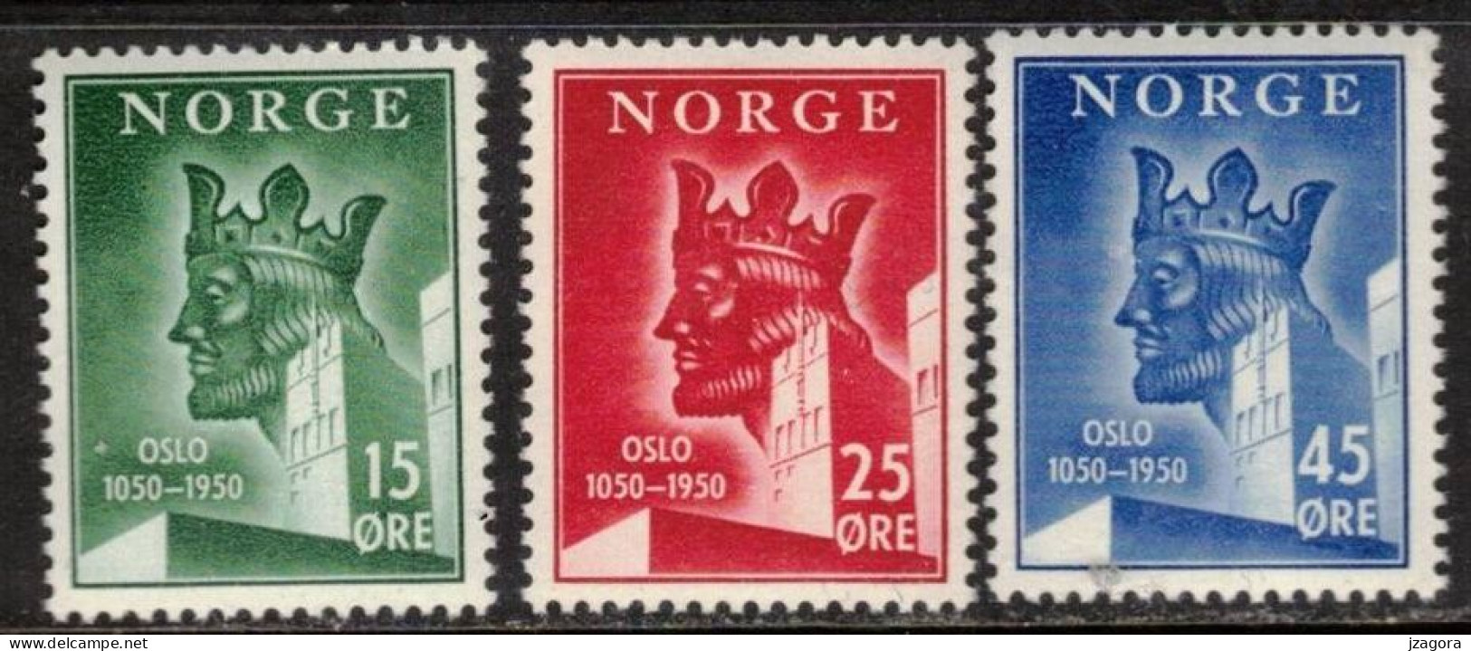 KING HARALD III - OSLO 900 YEARS NORWAY NORGE NORWEGEN 1950 MI 348 - 350 MH(*) - Unused Stamps