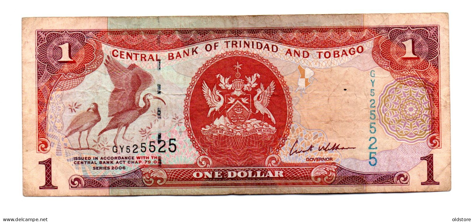 Trinidad & Tobago - Banknotes - 1 Dollar - Nice Fancy Radar Number ( 525525 ) -  ND 2006 - Used - Trinidad & Tobago