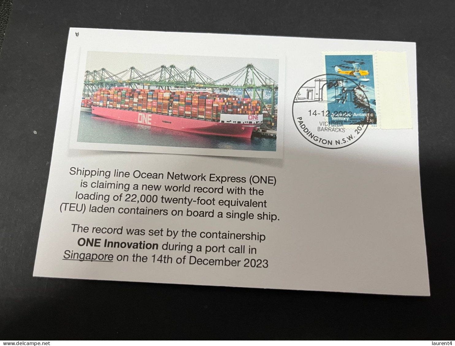 28-12-2023 (3 W 7) Singapore - Shipping Line Ocean Network Express (One Innovation) New World Record - 22,000 Containers - Other (Sea)