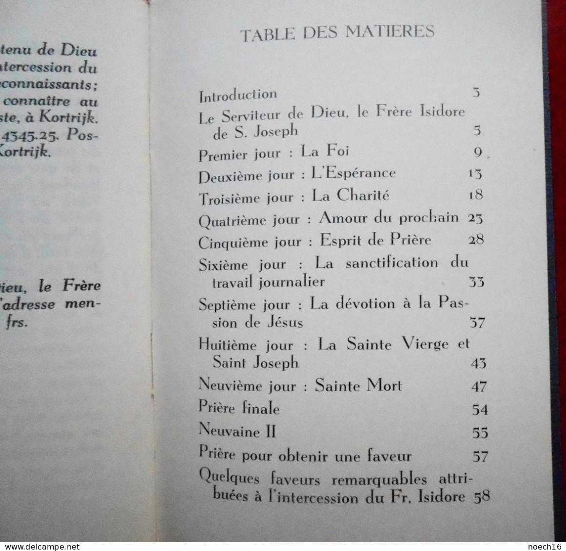 Livret Neuvaine En L'honneur De Frère Isidore De St Joseph / Edit. Vice-postulateur, Passioniste, Kortrijk - Religion &  Esoterik