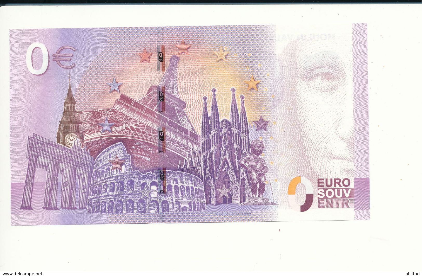 Billet Touristique  0 Euro - MOULIN VALLIS CLAUSA FONTAINE DE VAUCLUSE - UEFH - 2017-1 - N°  2946 - Billet épuisé - Other & Unclassified