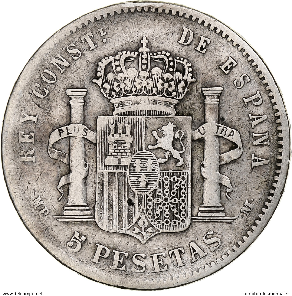 Monnaie, Espagne, Alfonso XIII, 5 Pesetas, 1890, Madrid, TB+, Argent, KM:689 - First Minting
