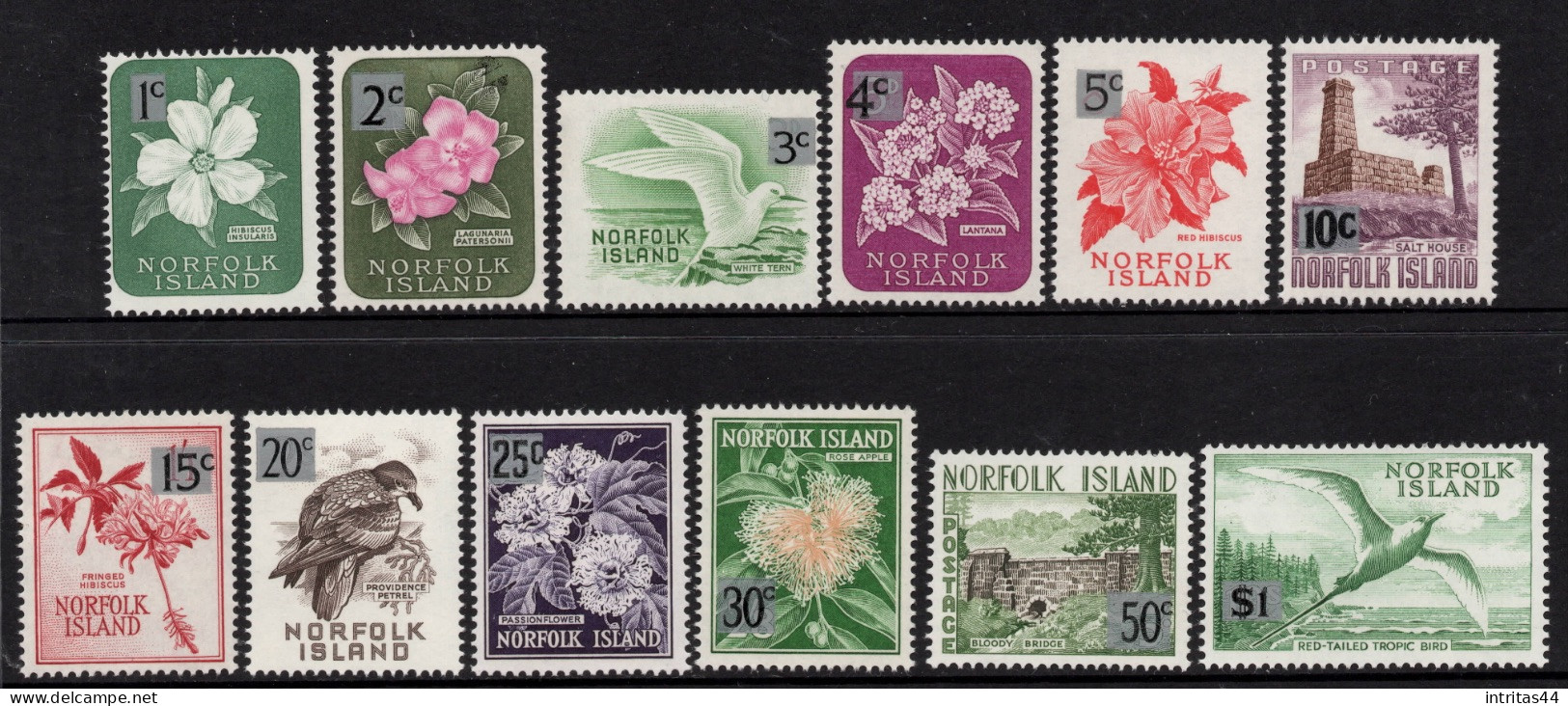 NORFOLK ISLAND 1966 SURCH "DECIMAL CURRENCY PICTORIALS" SET OF (12)   MNH - Norfolk Island