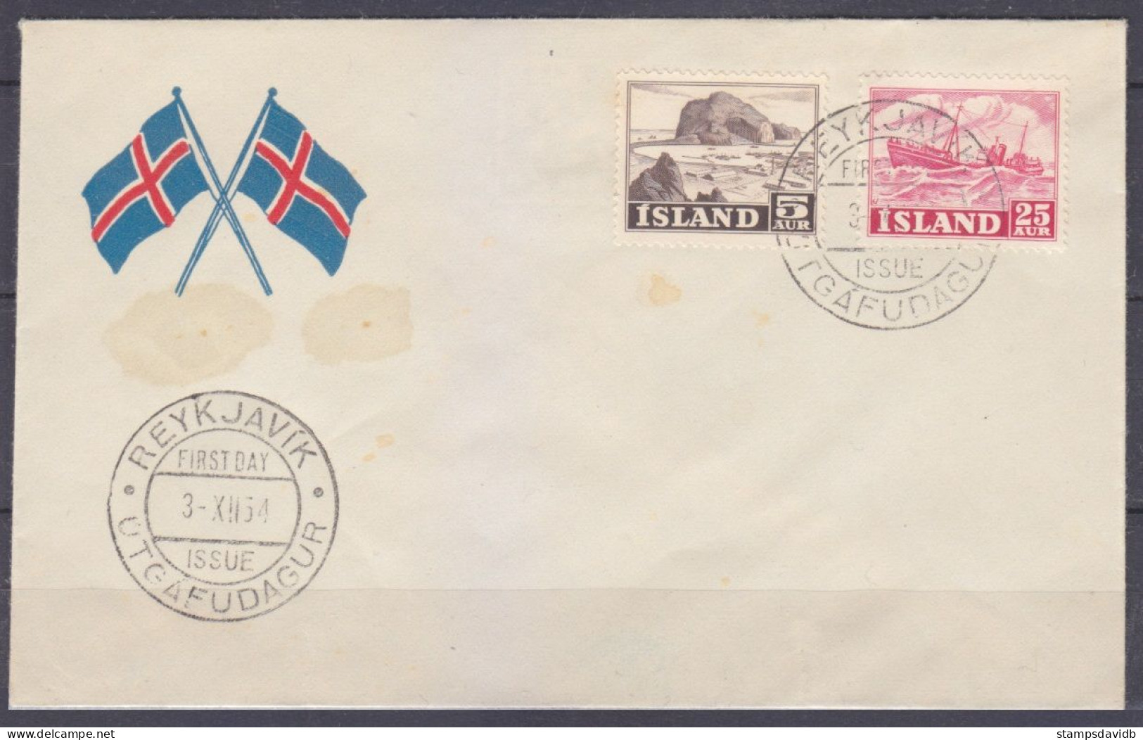 1954 Iceland 296-297 FDC Landscape - FDC