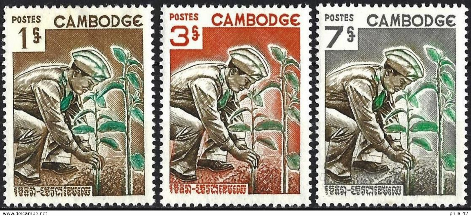 Cambodia 1966 - Mi 203/04 - YT 175/77 ( Day Of The Tree : Reforestation ) MNH** - Complete Set - Cambodge