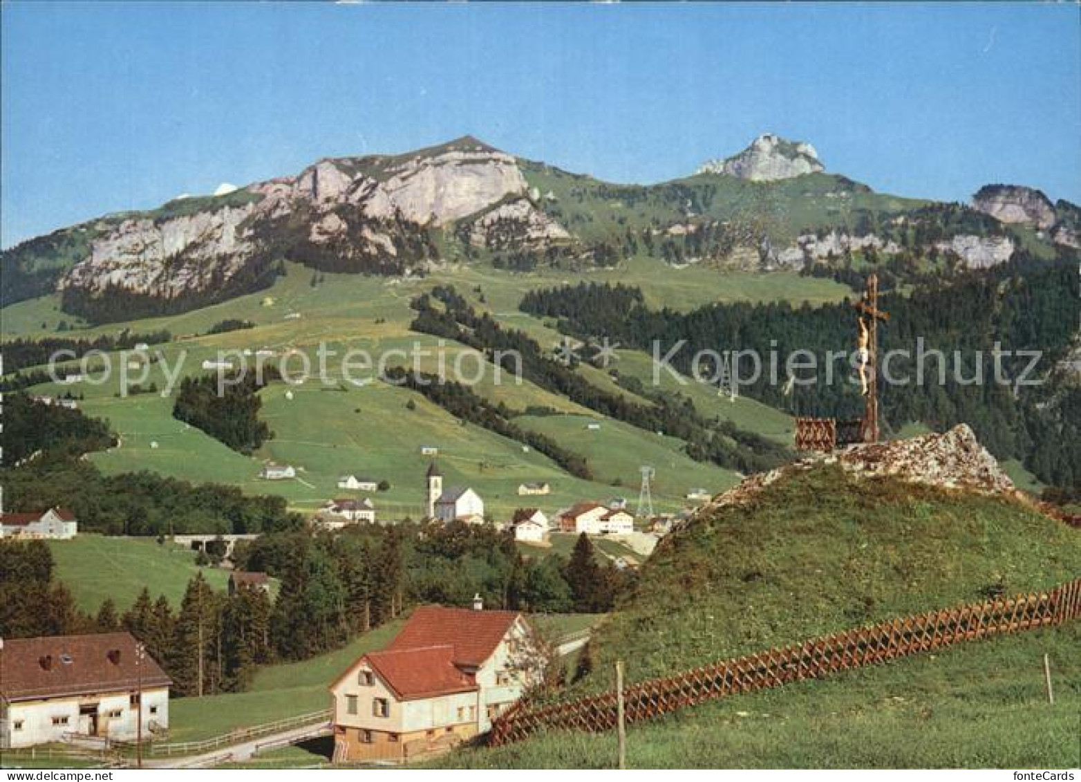 12493613 Bruelisau Mit Blick Zum Kamor Und Hoher Kasten Kreuz Bruelisau - Autres & Non Classés