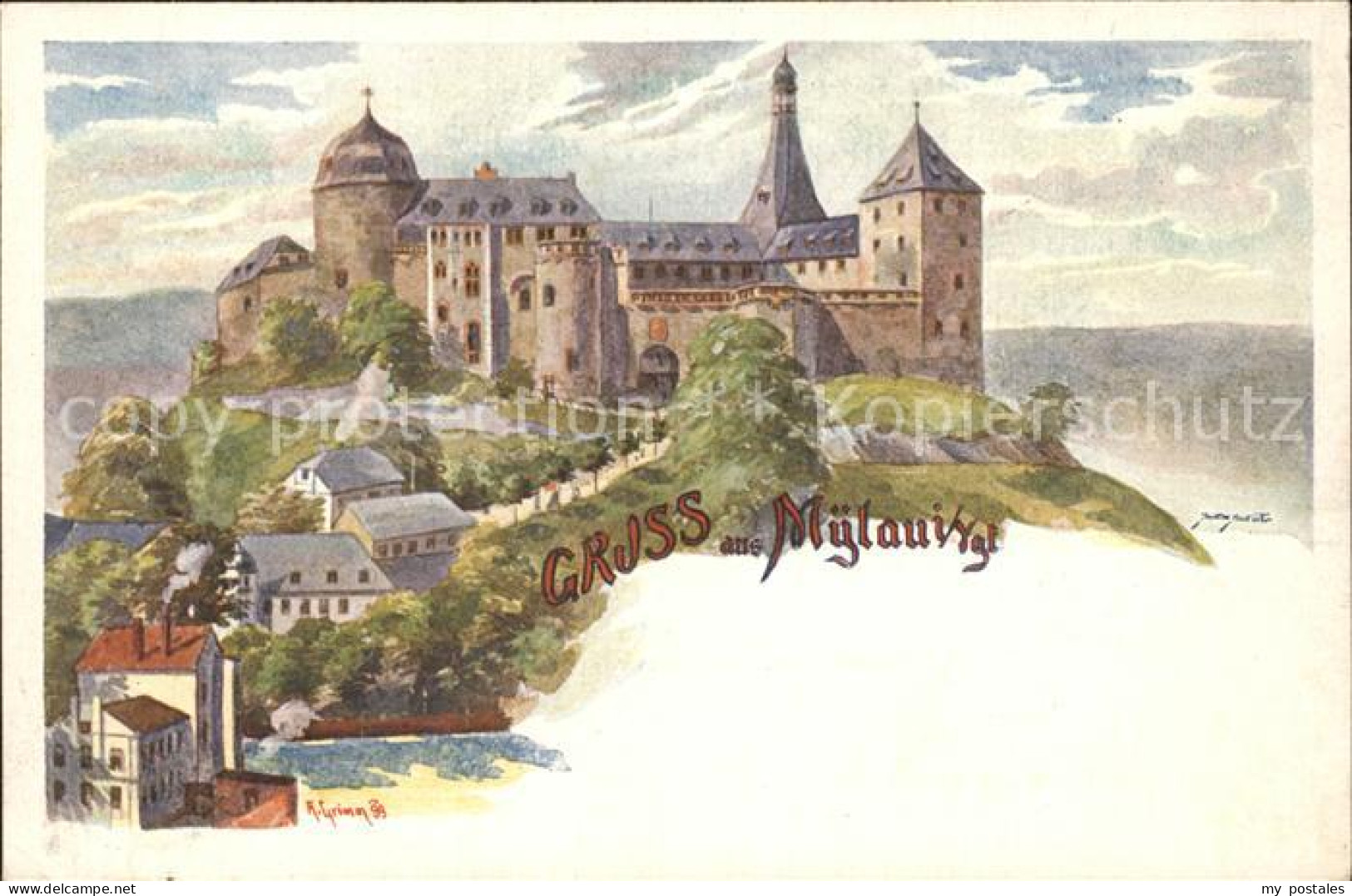 42252617 Mylau Schloss Kuenstlerkarte Mylau - Mylau