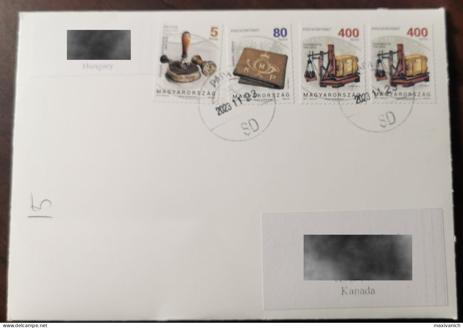 Hungary 2019 2017 Postal History Artifacts Cover To Canada - Gebraucht