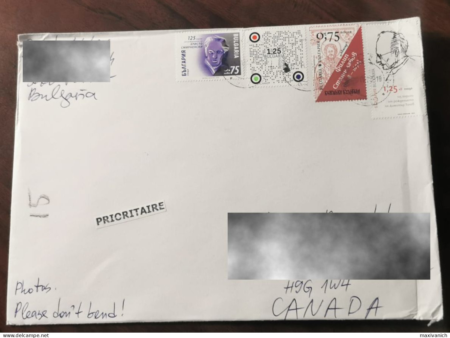 Bulgaria 2023 Talev Stanislavov Smirnenski 2022 Cybersecurity Cover To Canada - Used Stamps