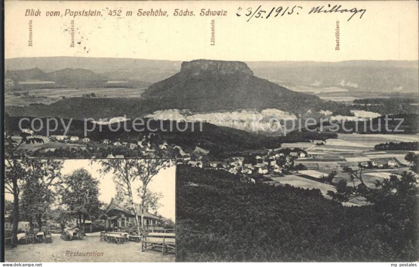 42250712 Papstdorf Blick Vom Papststein Mit Lilienstein Restauration Papstdorf - Gohrisch