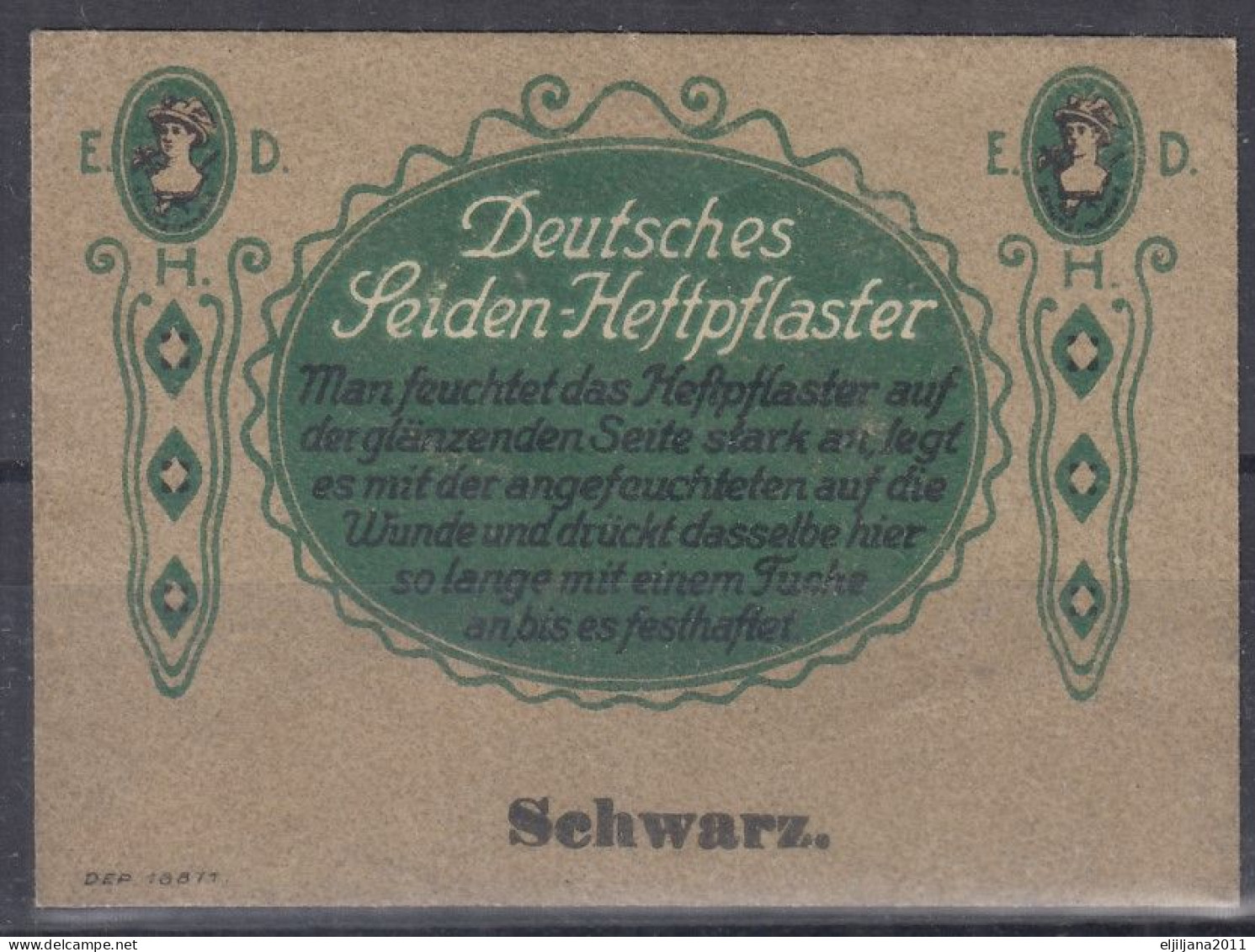 Deutsches Leiden Heftpflaster E.D.H. / Glassine Envelopes For Stamps ? Protective Bags 70 X 50 Mm / DEP 188/1 Schwarz - Schutzhüllen