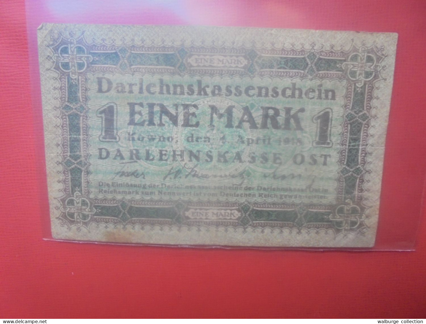 OCCUPATION ALLEMANDE (KOWNO KAUNAS) 1 MARK 1918 Circuler (ALL.1) - Eerste Wereldoorlog