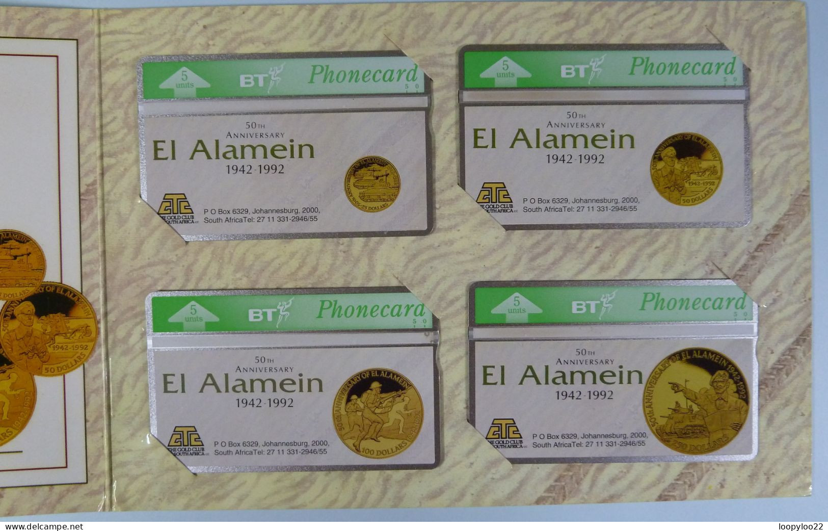 UK - BT - Landis & Gyr - Gold Club Of South Africa - BTO009 To 12 - El Alamein - 50th Anniv - Set Of 4 - Mint In Folder - BT Overseas Issues