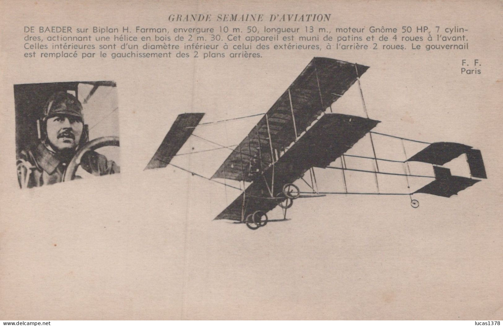 GRANDE SEMAINE D AVIATION / DE BAEDER SUR BIPLAN FARMAN - Demonstraties