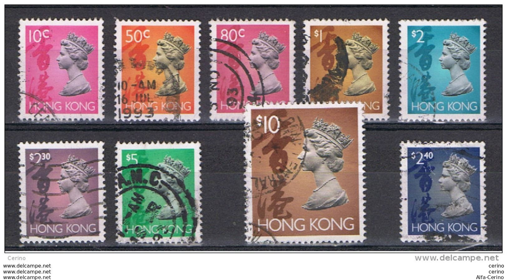 HONG-KONG:  1992/93  ELIZABETH  II°  -  LOT  9  USED  STAMPS  -  YV/TELL. 683//730 - Used Stamps