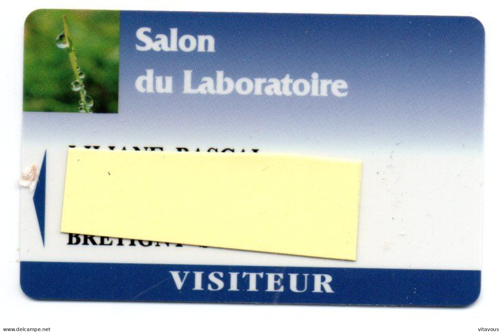 Carte Salon Badge Salon Du Laboratoire Card FRANCE Karte (F 629) - Cartes De Salon Et Démonstration