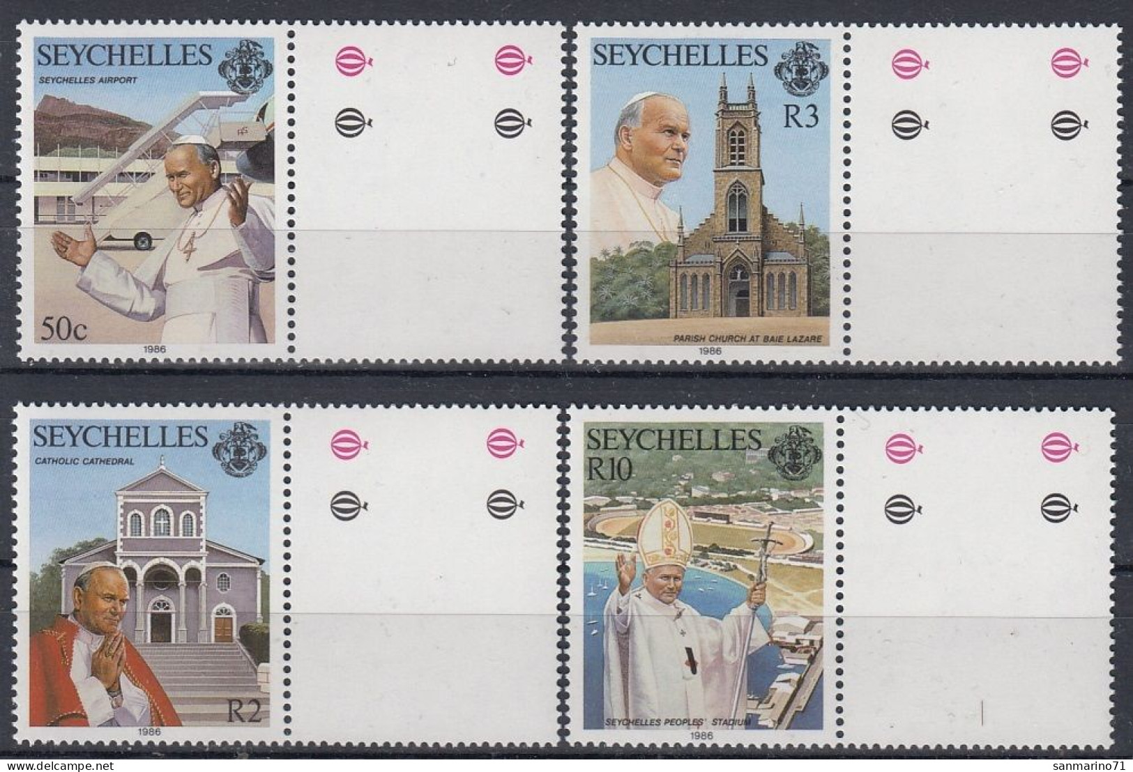 SEYCHELLES 625-628,unused (**) Popes - Seychelles (1976-...)