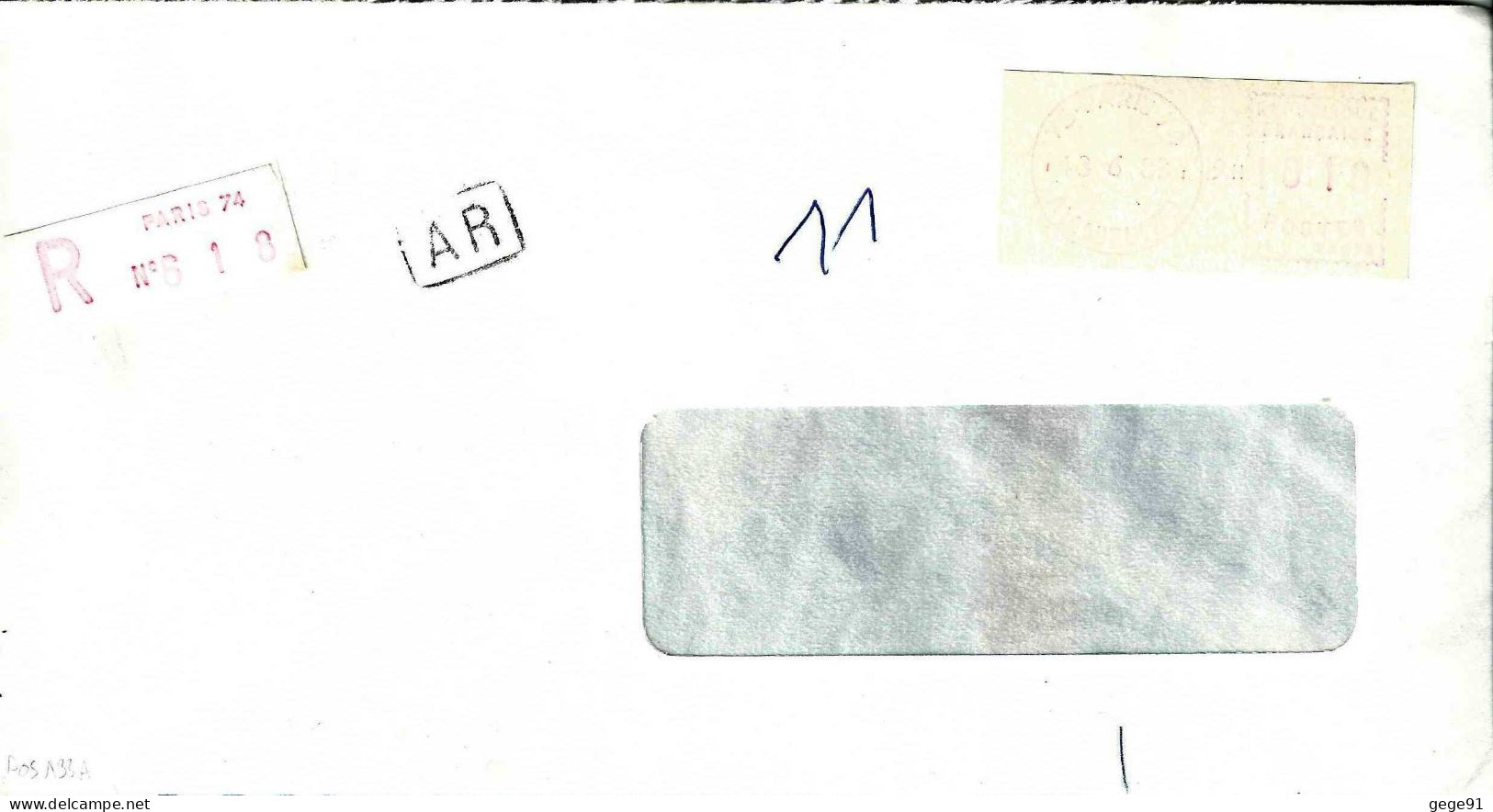 Vignette D'affranchissement De Guichet CAMP - Lettre Recommande De Paris 74 - 1969 Montgeron – Papel Blanco – Frama/Satas