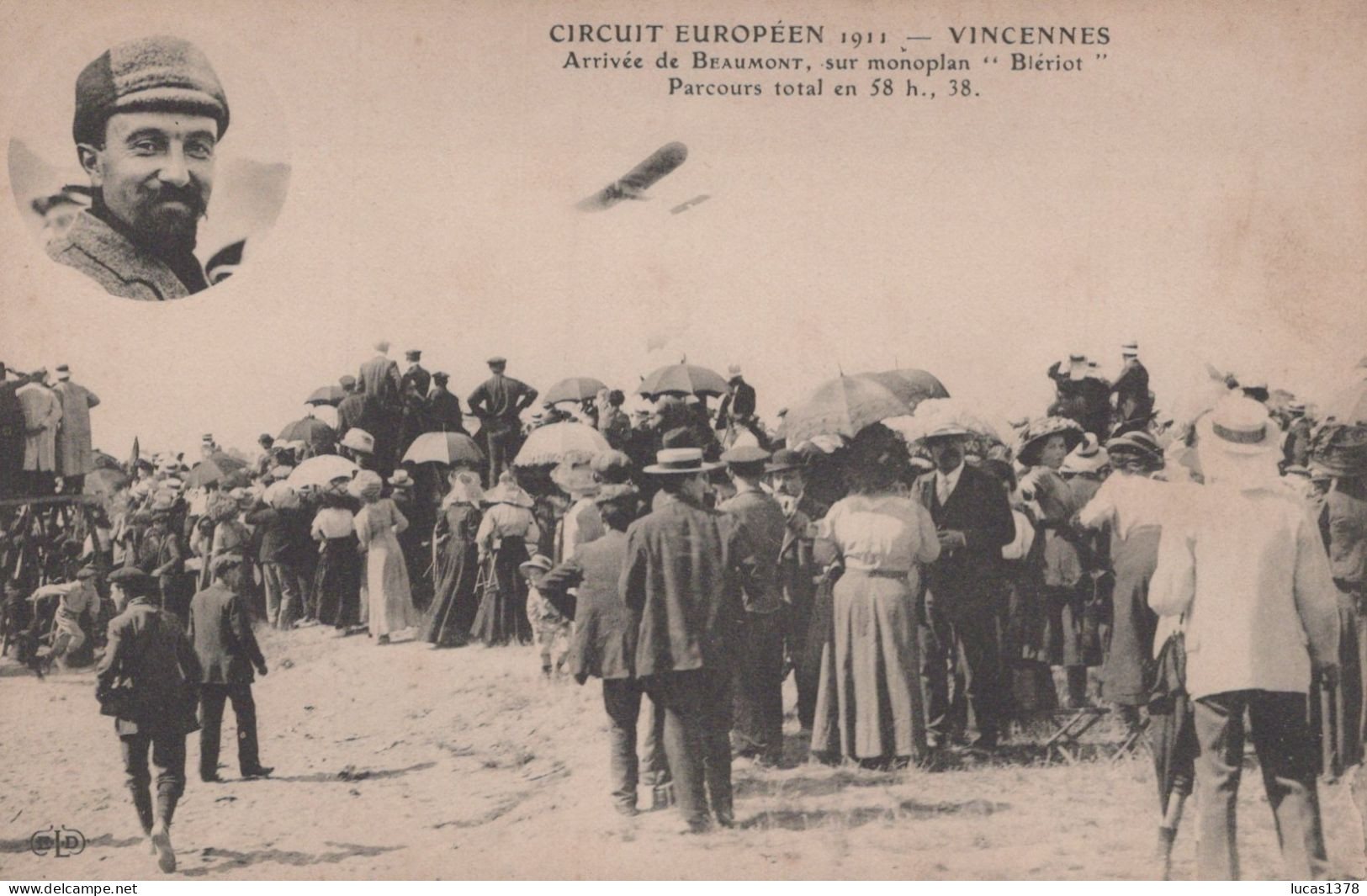 CIRCUIT EUROPEEN  DE VINCENNES 1911 / ARRIVEE DE BEAUMONT SUR MONOPLAN BLERIOT - Meetings