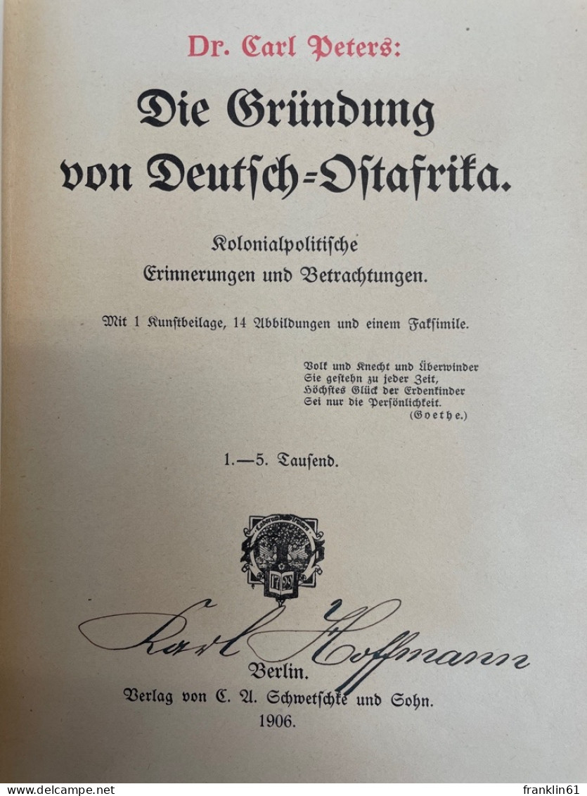 Die Gründung Von Deutsch-Ostafrika. - 4. 1789-1914