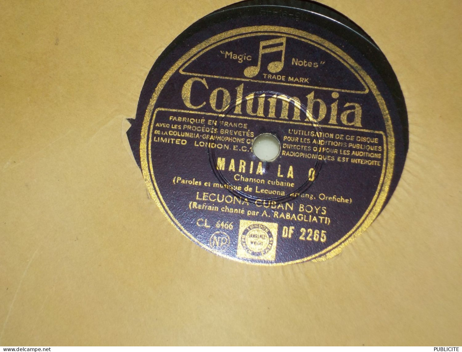 DISQUE VYNIL 78 TOURS RUMBA ET CHANSON CUBAINE ERNESTO  LECUONA 1927 - 78 Rpm - Schellackplatten