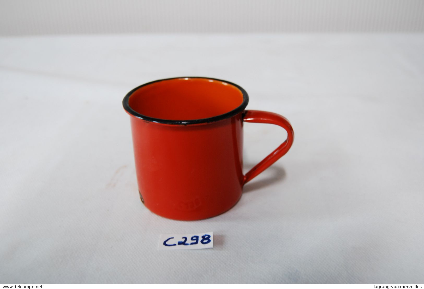 C298 Ancienne Tasse En émaillé - Vintage - Rouge - Kopjes