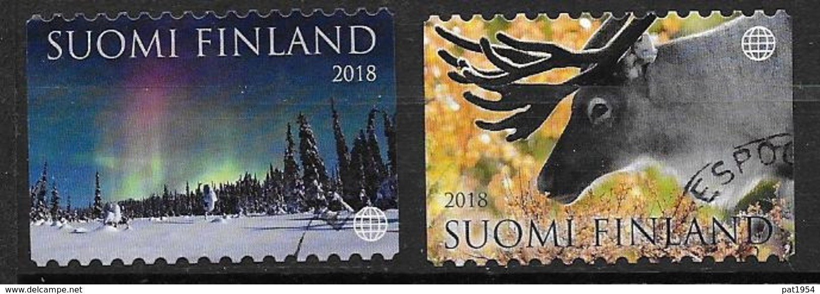 Finlande 2018 N°2520/2521 Oblitérés Enchantement De La Laponie. Renne Et Aurore Boréale - Used Stamps