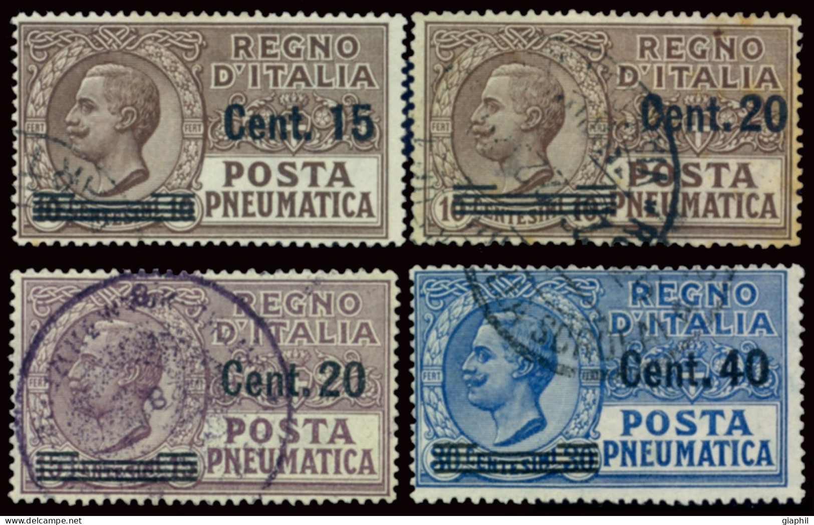 ITALY ITALIA REGNO 1924-25 SERIE POSTA PNEUMATICA (Sass. 4-7) USATA OFFERTA - Posta Pneumatica