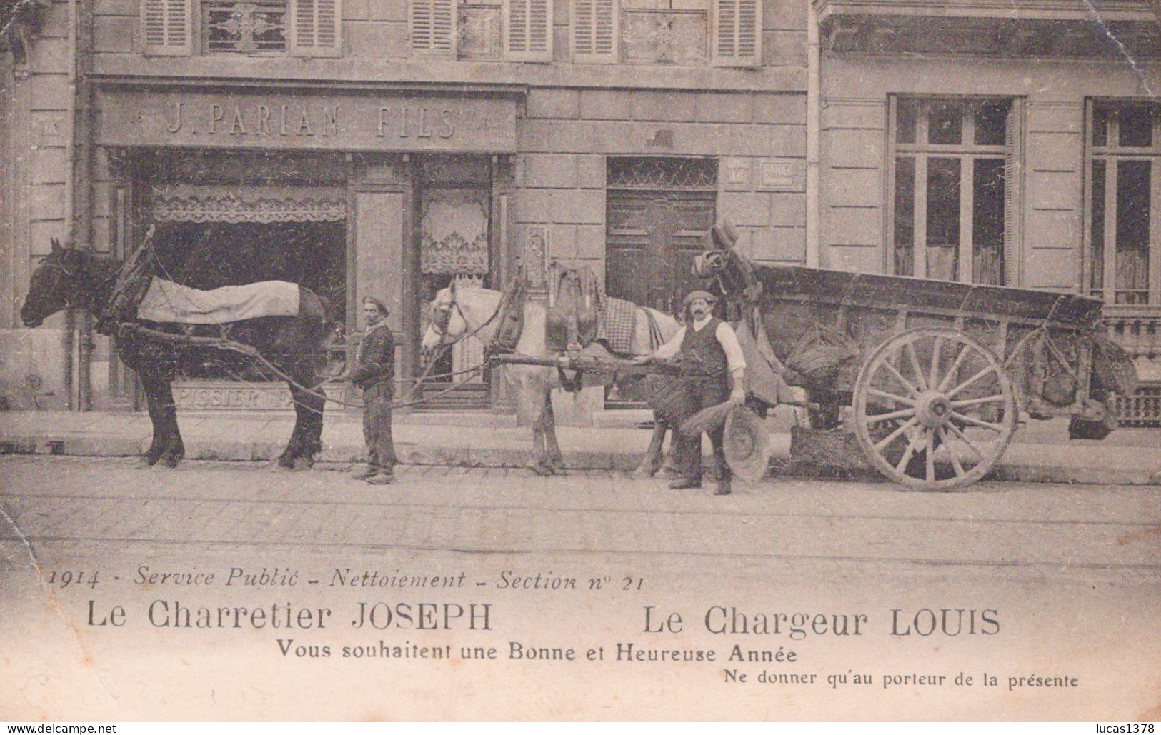 13 / MARSEILLE - 1914 - SERVICE PUBLIC NETTOIEMENT  / CHARRETIER / SECTION N° 21 / COURS PIERRE PUGET - Old Professions