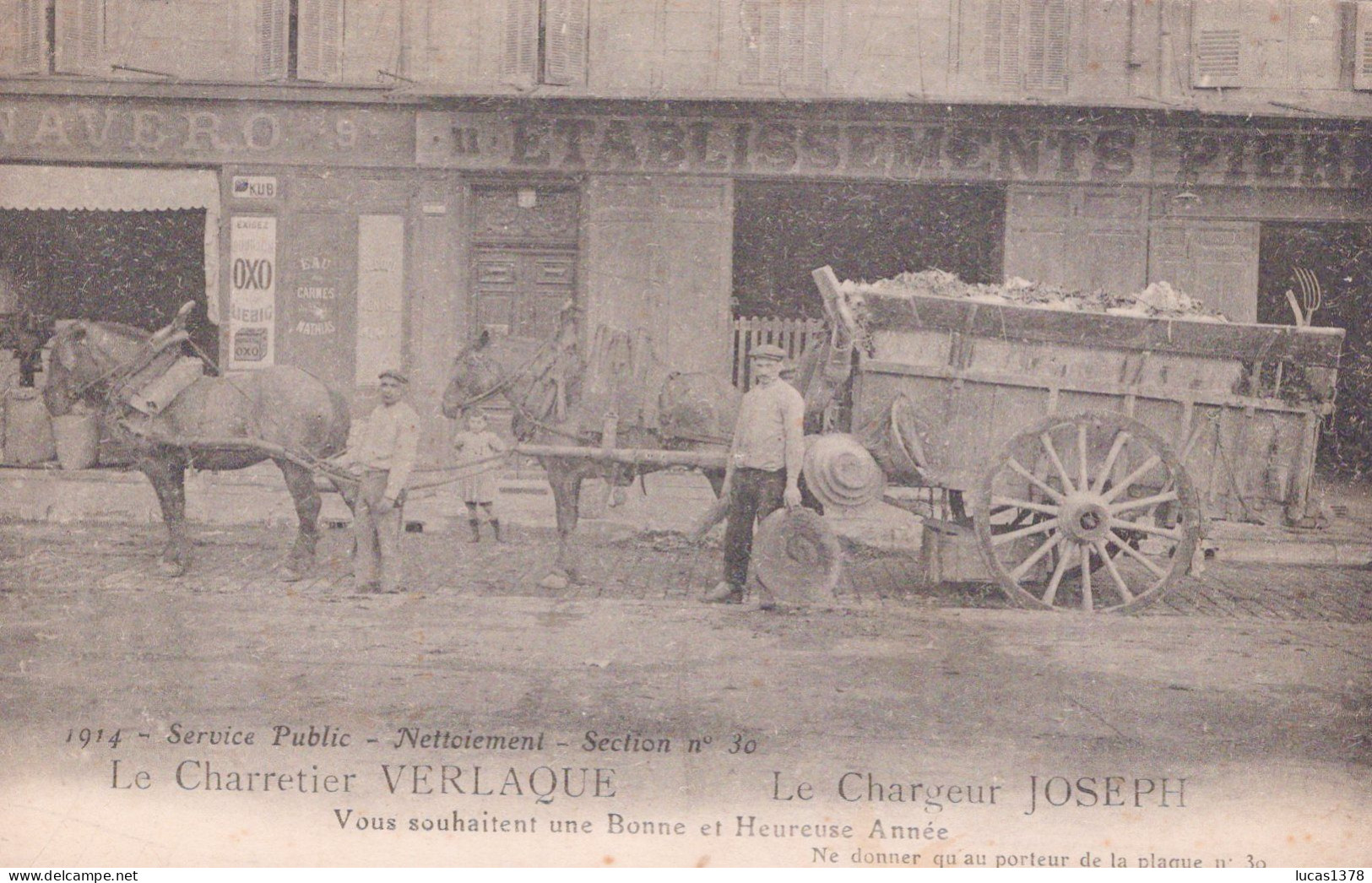 13 / MARSEILLE - 1914 - SERVICE PUBLIC NETTOIEMENT  / CHARRETIER / SECTION N° 30 - Old Professions