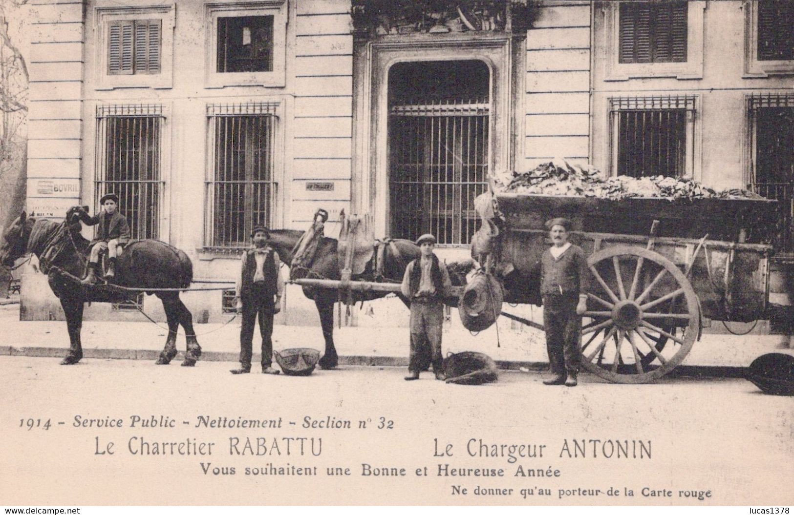 13 / MARSEILLE - 1914 - SERVICE PUBLIC NETTOIEMENT  / CHARRETIER / SECTION N° 32 - Straßenhandel Und Kleingewerbe