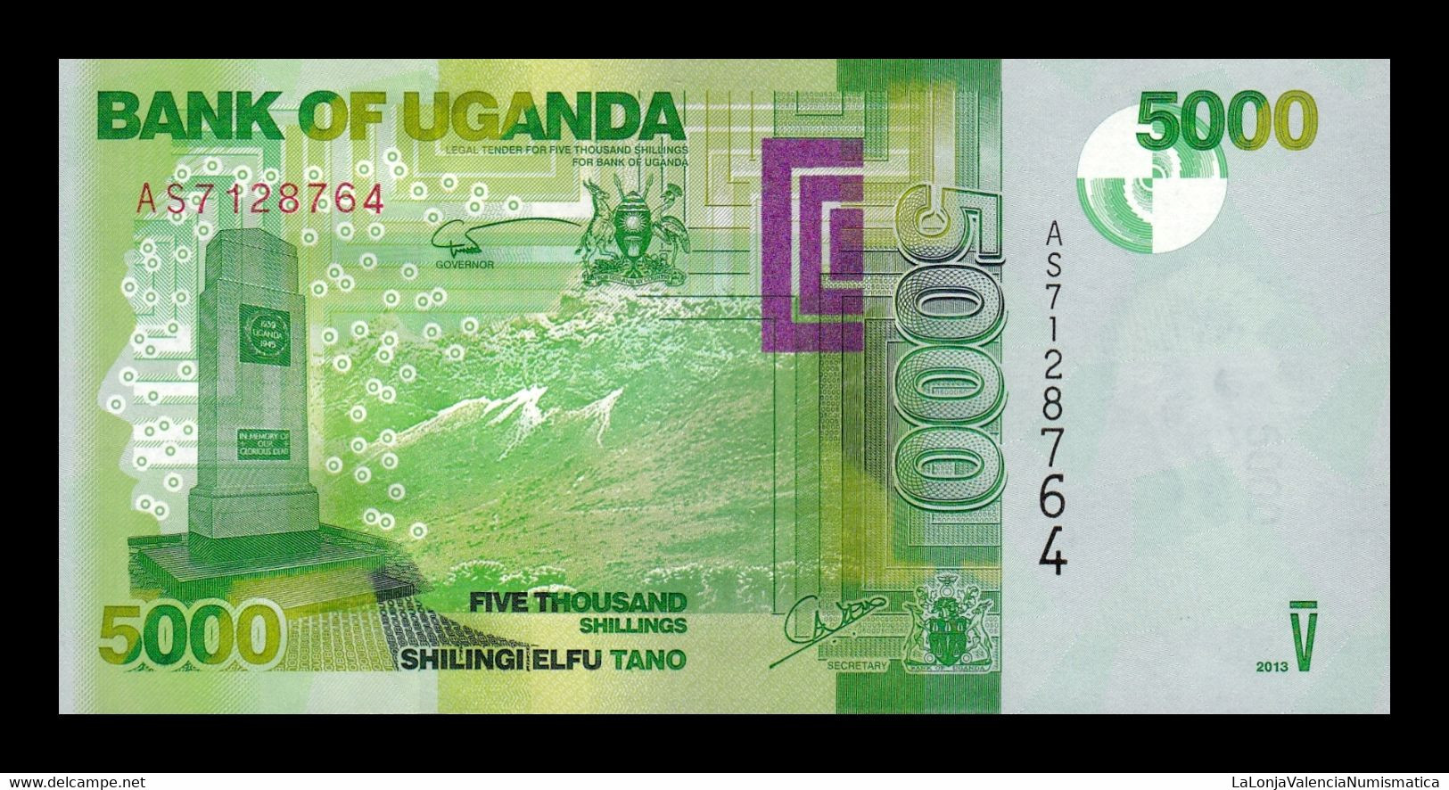 Uganda 5000 Shillings 2013 Pick 51c Sc Unc - Uganda