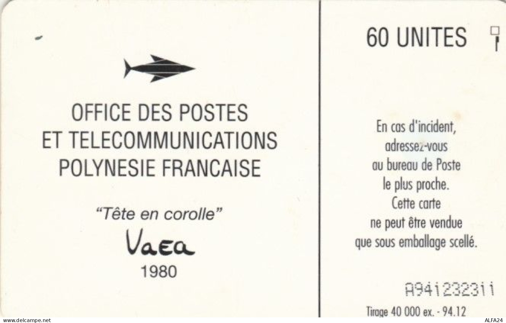 PHONE CARD POLINESIA FRANCESE (E59.27.6 - Polynésie Française