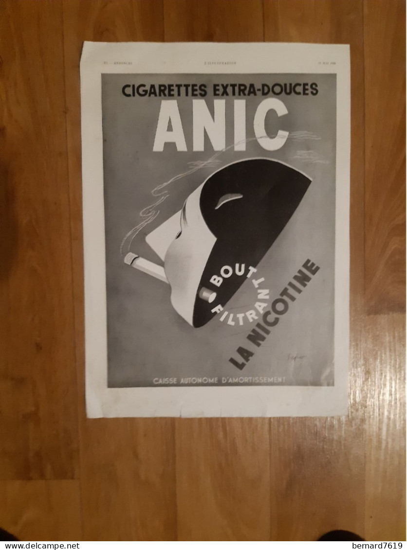 Publicite   Cigarettes  Extra Douces Anic -  Sepo -  L'illustration 23 Mai 1938 - Autres & Non Classés