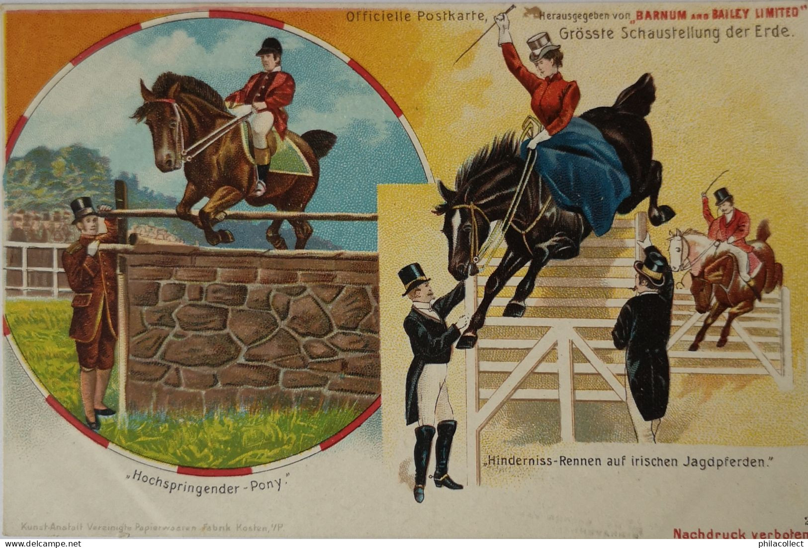 Circus // Barnum & Bailey (Europe Tour) Litho Card Ca 1900 - Cirque