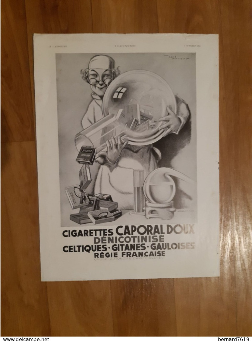Publicite   Cigarettes  Caporal  Doux Denicotinise  - Rene Vincent -  L'illustration 6 Octobre 1934 - Andere & Zonder Classificatie