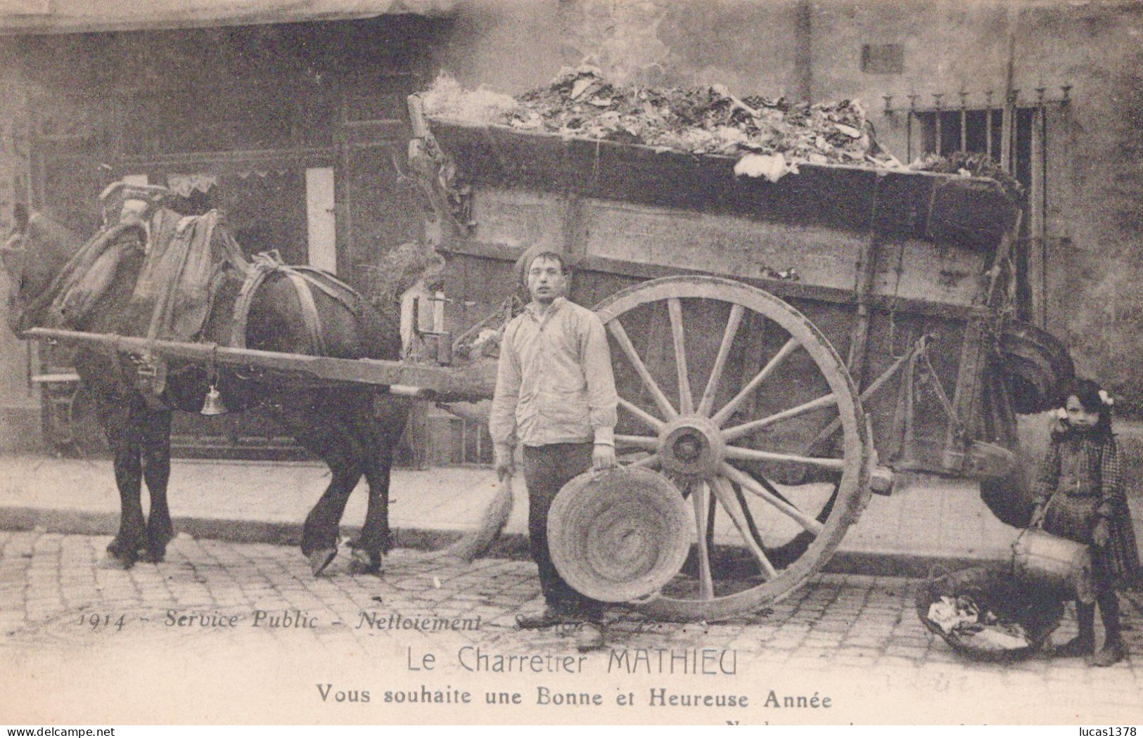 13 / MARSEILLE  - 1914 / SERVICE PUBLIC NETTOIEMENT  / CHARRETIER / SECTION   N° 42 - Old Professions