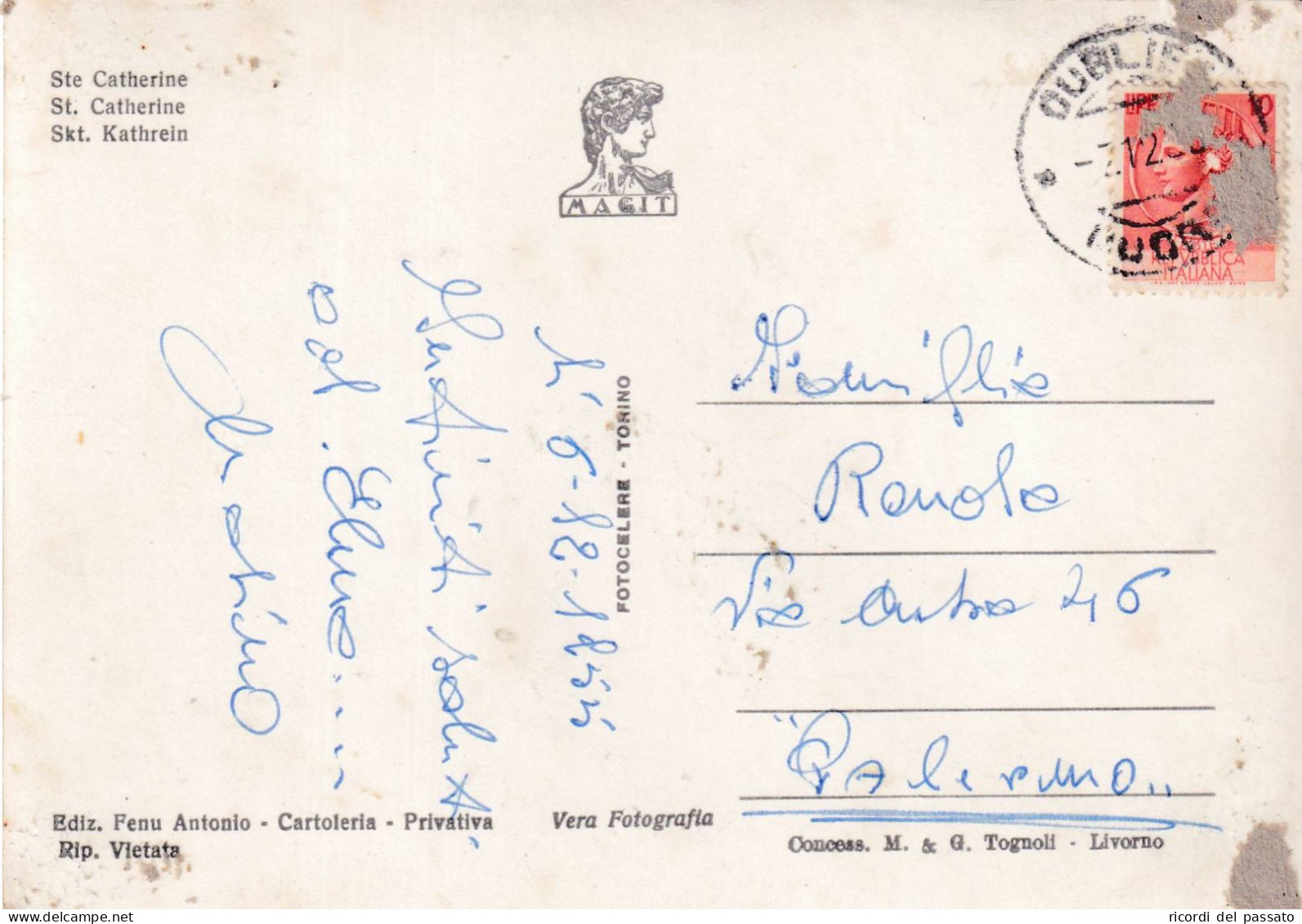 Cartolina Cuglieri ( Oristano ) S. Caterina - Oristano