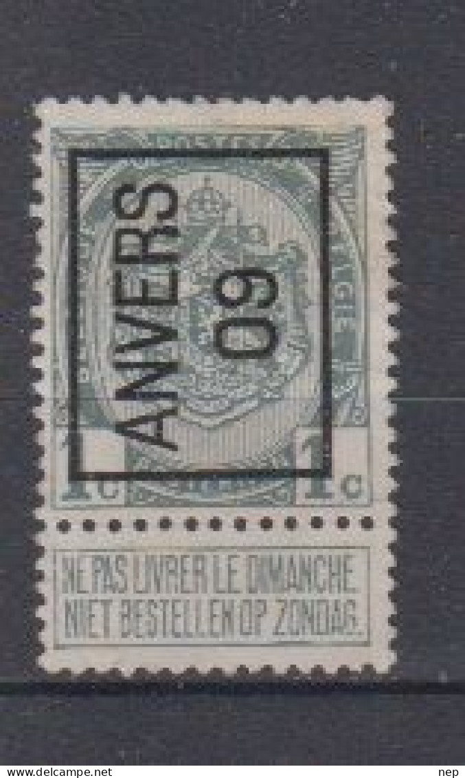 BELGIË - PREO - Nr 8 A - ANVERS "09" - (*) - Typografisch 1906-12 (Wapenschild)