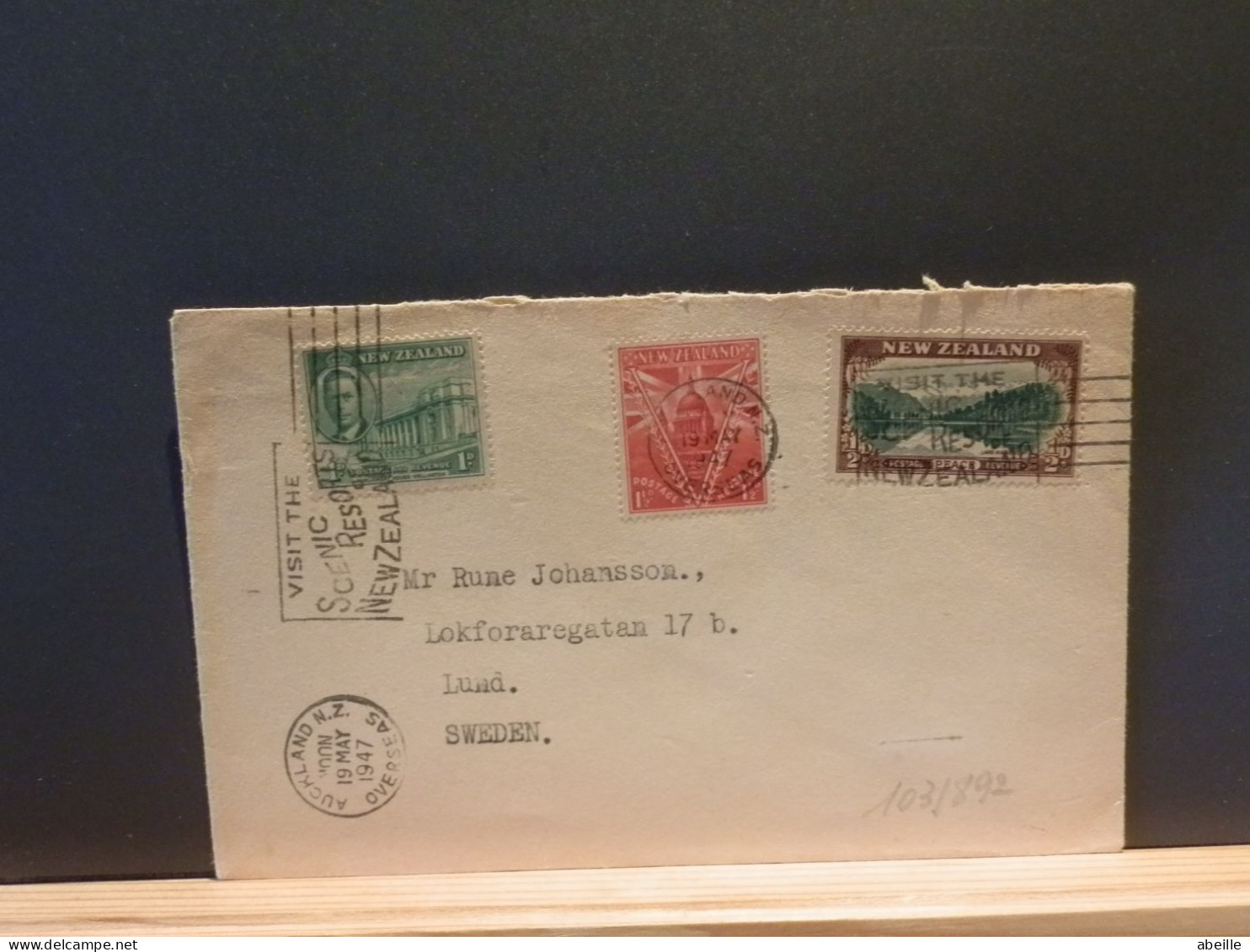 103/892  LETTRE   NEW ZEALAND  1947 TO SWEDEN - Brieven En Documenten